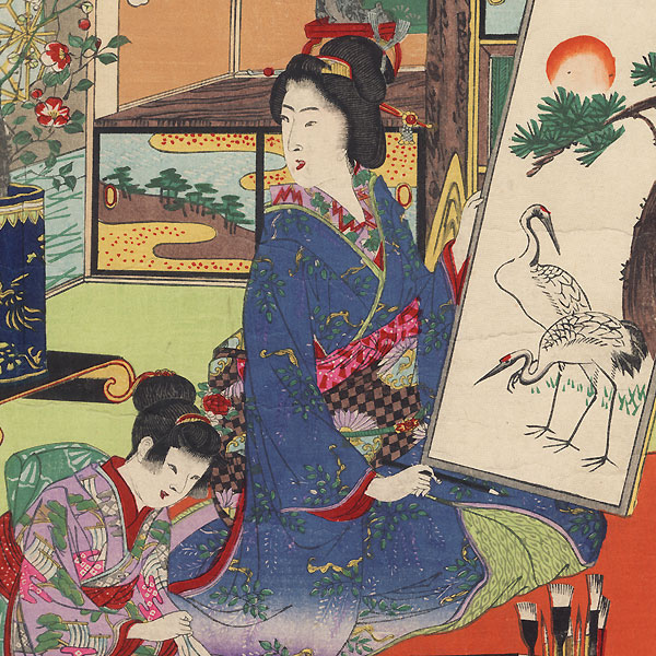 Villa of a Wealthy Family: Daughters Playing, 1892 by Nobukazu (1874 - 1944)