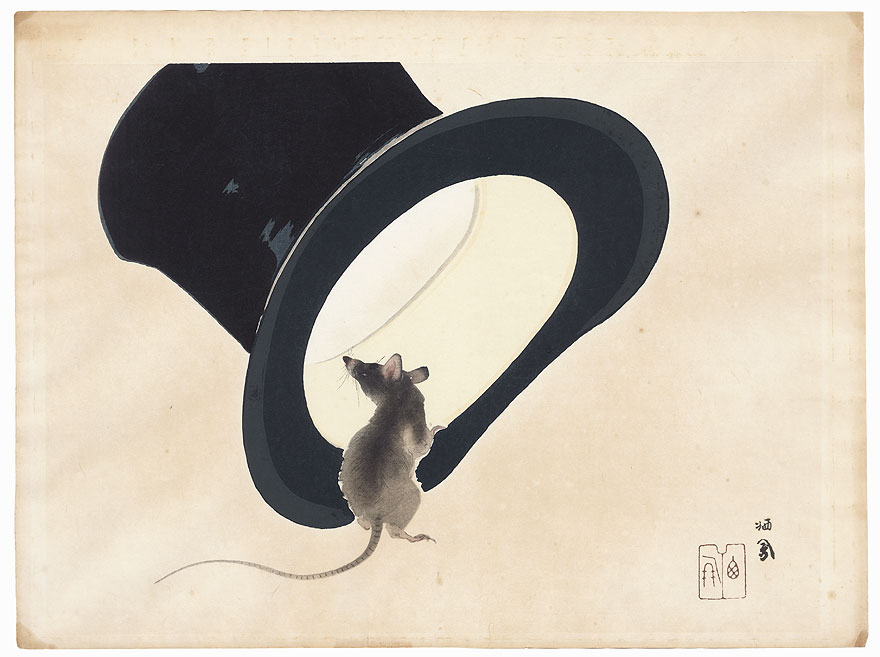 Mouse and Top Hat by Takeuchi Seiho (1864 - 1942)