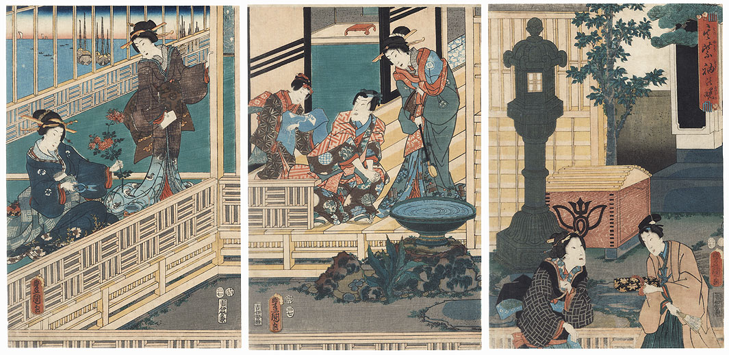 Prince Genji Paying a Visit, 1857 by Toyokuni III/Kunisada (1786 - 1864)