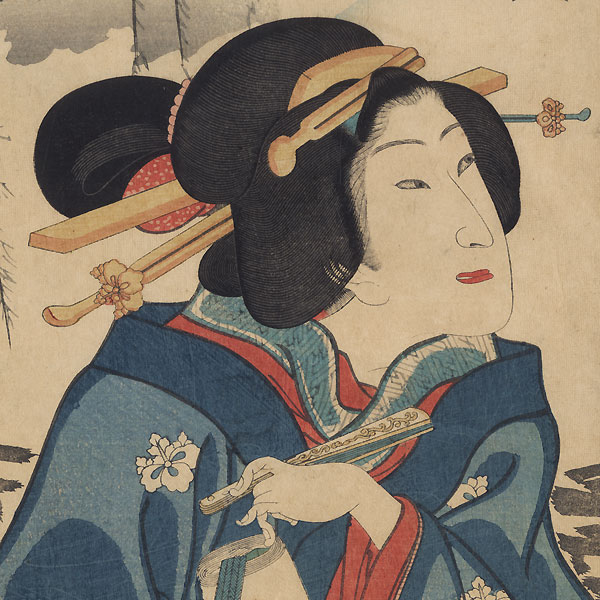 Beauty with a Folding Fan Kakemono, 1867 by Kunisada II (1823 - 1880)