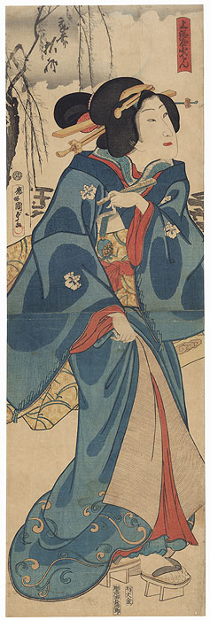 Beauty with a Folding Fan Kakemono, 1867 by Kunisada II (1823 - 1880)