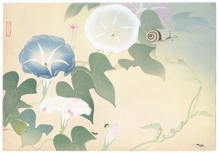 Morning Glories, Snail, and Ants, circa 1925 - 1935 by Endo Kyozo (1897 - 1970)