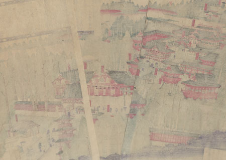Panoramic Map of Toshogu Shrine in Nikko, 1881 by Hasegawa Chikuyo (active circa 1870s - 1880s)