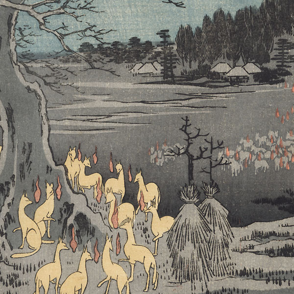 New Year's Eve Foxfires at the Changing Tree, Oji by Hiroshige (1797 - 1858)