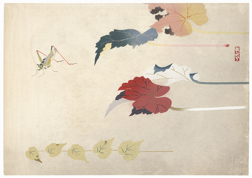 Grasshopper and Autumn Leaves, circa 1925 - 1935 by Endo Kyozo (1897 - 1970)