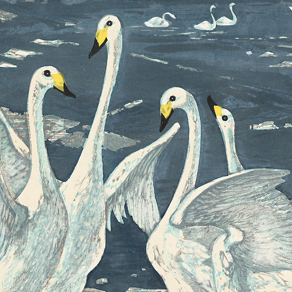 Swans on Icefield, 1972 by Fumio Kitaoka (1918 - 2007)