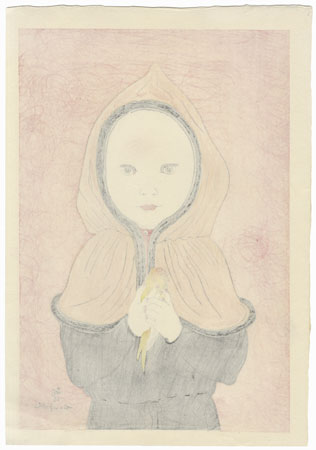 Girl with Canary by Leonard Tsuguharu Foujita (1886 - 1968)