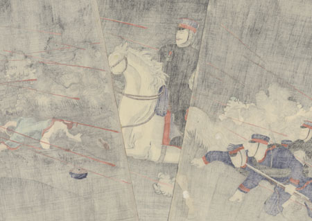 Night Battle during the Sino-Japanese War, 1894 by Kokunimasa (1874 - 1944)