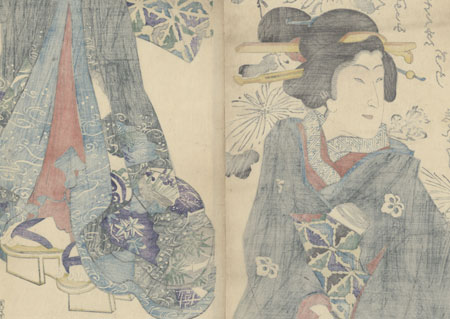 Beauty Strolling Kakemono, 1867 by Kunisada II (1823 - 1880)