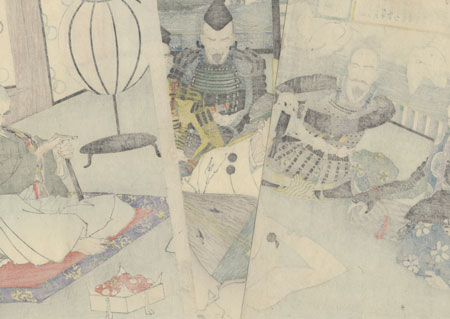 Uesugi Kenshin and the Blind Biwa Player, 1893 by Yoshitoshi (1839 - 1892)