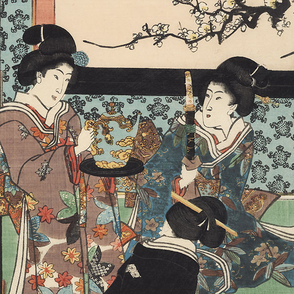 Practicing Flower Arrangement on New Year's Morning, 1847 - 1852 by Toyokuni III/Kunisada (1786 - 1864)