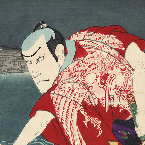 Ume no Yoshibei Attacking Chokichi, 1886 by Kunichika (1835 - 1900)