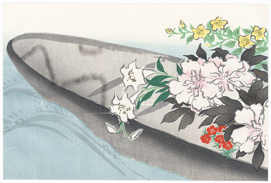 Boat Filled with Flowers by Kamisaka Sekka (1866 - 1942) 