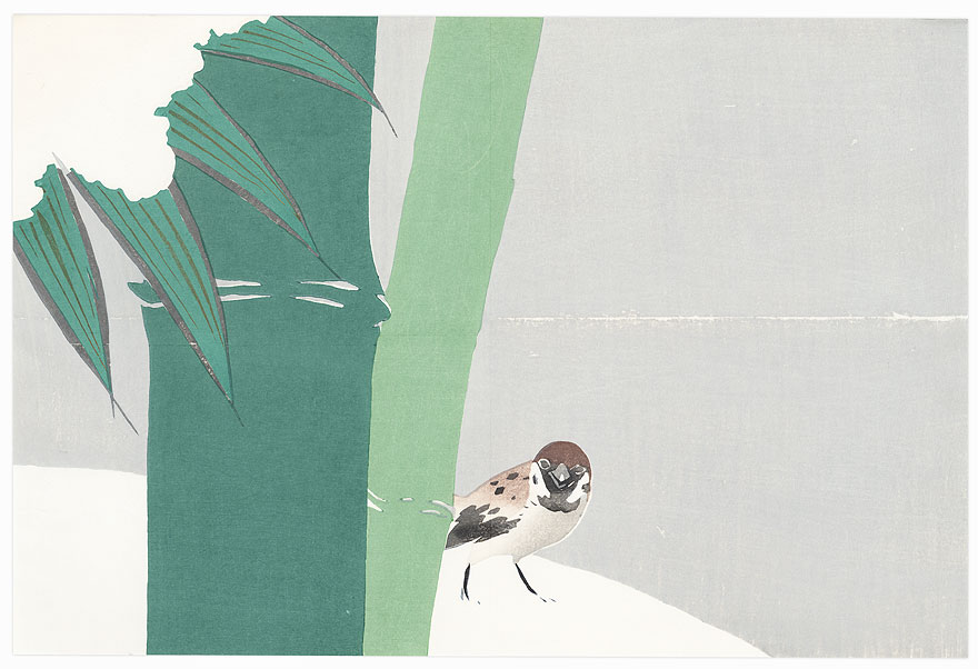 Sparrow in Snow by Kamisaka Sekka (1866 - 1942) 