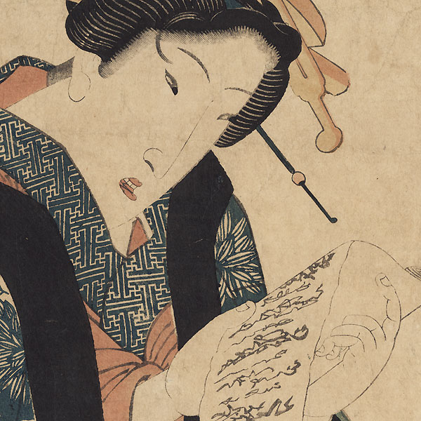 Beauty Reading a Letter Kakemono by Eisen (1790 - 1848)