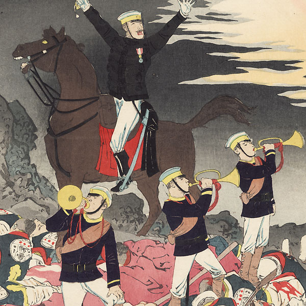 Hurrah for Japan! The Victory Song of Pyongyang, 1894 by Kiyochika (1847 - 1915)