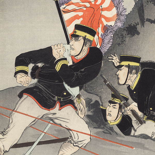 Private 1st Class Onoguchi Tokuji at the Fall of the City of Jinzhou, 1895  by Kokunimasa (1874 - 1944)