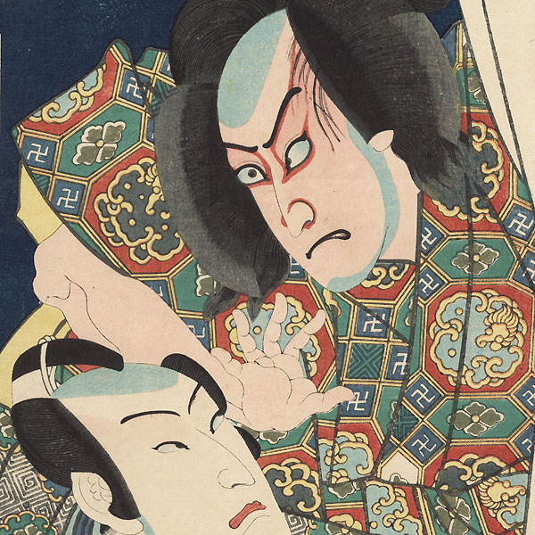 Kawarazaki Gonjuro I as Yamamoto Kansuke and Bando Hikosaburo V as Naoe Yamashiro, 1863 by Toyokuni III/Kunisada (1786 - 1864) 