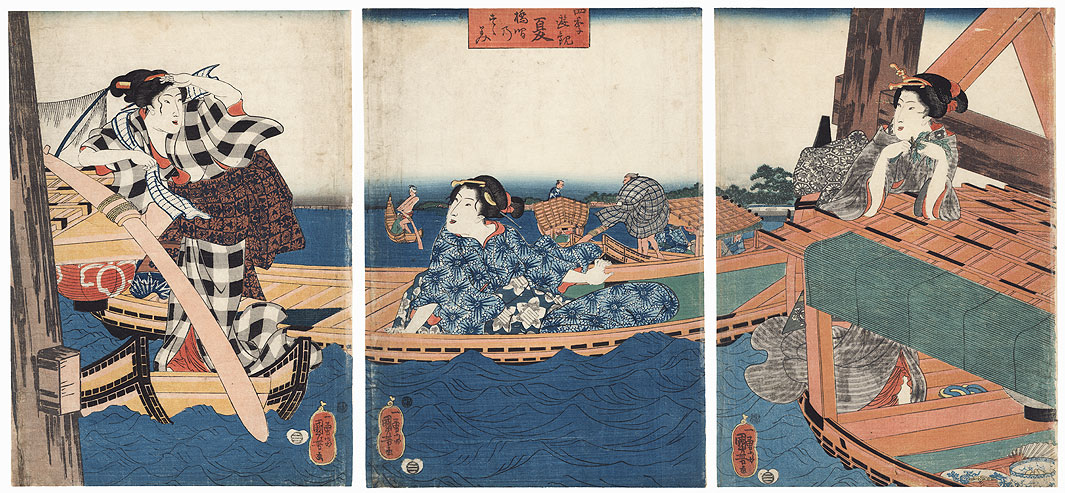 Summer: Cooling Off between the Bridges, 1843 -1847 by Kuniyoshi (1797 - 1861)