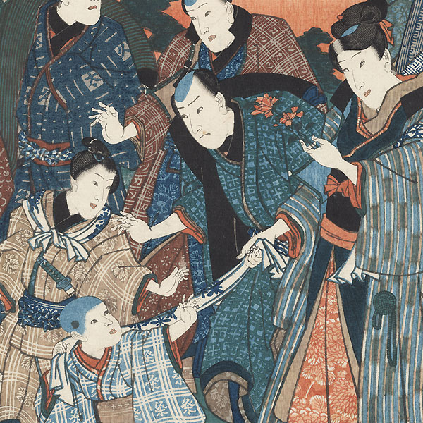 Actors Visiting a Shrine, 1851 - 1852 by Kuniyoshi (1797 - 1861)