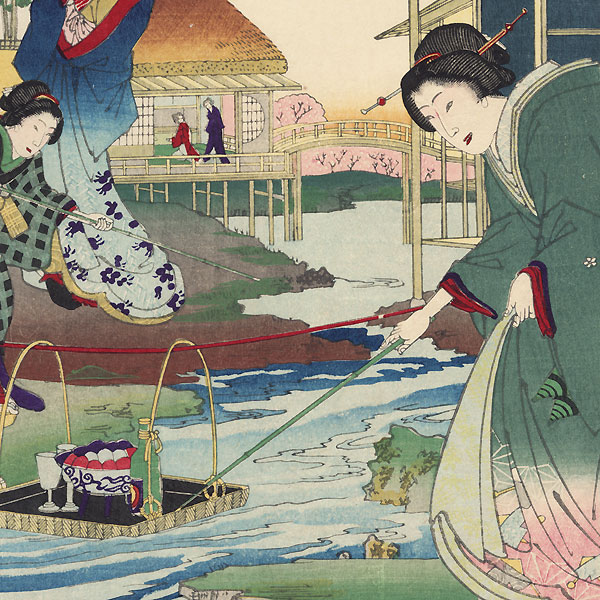 Kokonoe and Otomusume of Daimonji-ro and Momotaro of Nakanacho, 1884 by Chikanobu (1838 - 1912)