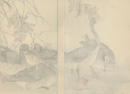 Oban diptych original - Autumn Group, 1891 by Imao Keinen (1845 - 1924)
